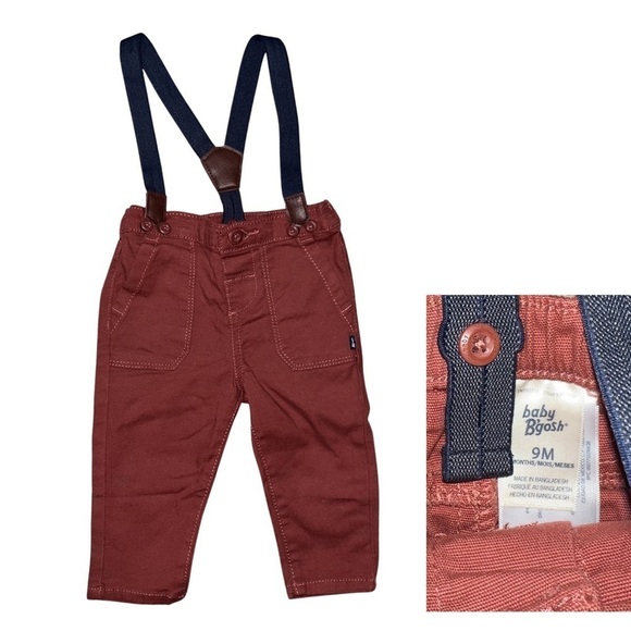 OshKosh B’Gosh Baby B’Gosh Rust Colored Pants with Suspenders Size 9 Months - Picture 1 of 6